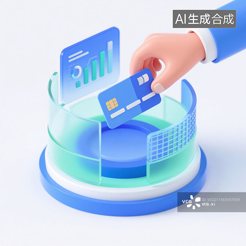 【AI数字艺术】3D金融图标插画图片素材