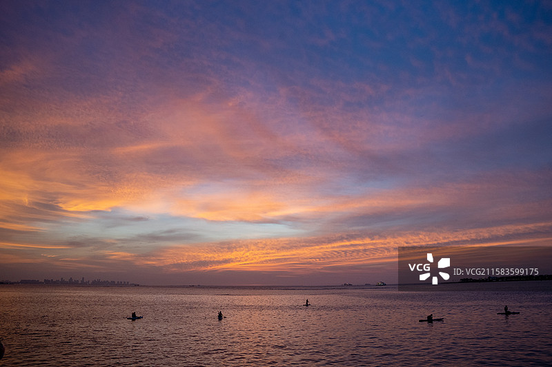 海口世纪公园的世纪晚霞图片素材