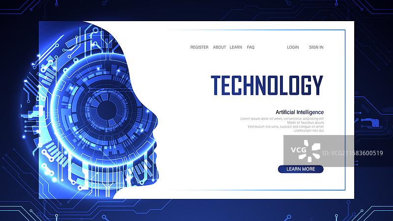 科技数字人工智能概念着陆页图片素材