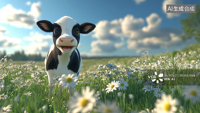 【AI数字艺术】草原上的奶牛图片素材