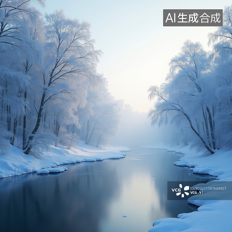 【AI数字艺术】雾凇仙境图片素材