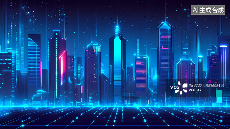 【AI数字艺术】未来城市互联互通图片素材
