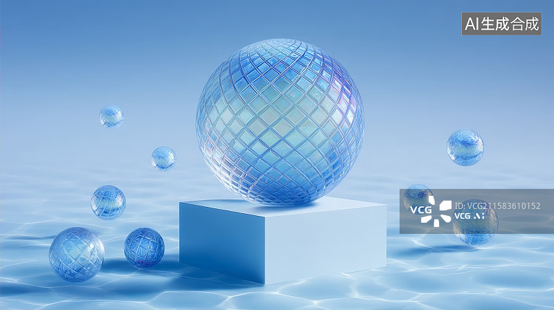 【AI数字艺术】抽象概念水晶玻璃球图片素材