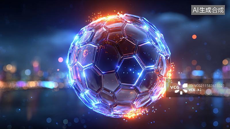 【AI数字艺术】炫彩足球图片素材