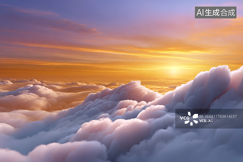 【AI数字艺术】云海上的日出风光图片素材