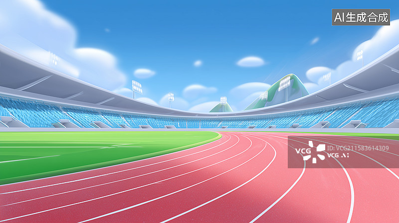 【AI数字艺术】跑道体育场运动场景插画图片素材