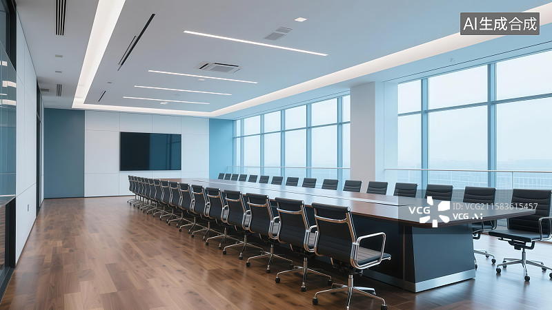 【AI数字艺术】现代简约风会议室图片素材