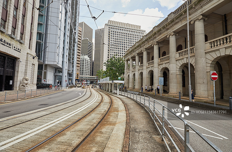 中国香港终审法院最高法院立法会大楼大葛楼风景街道风景叮叮车轨道交通城市风光图片素材