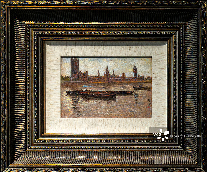 颜文樑 英国议院，1929年，纸板油画，苏州市公共文化中心藏图片素材