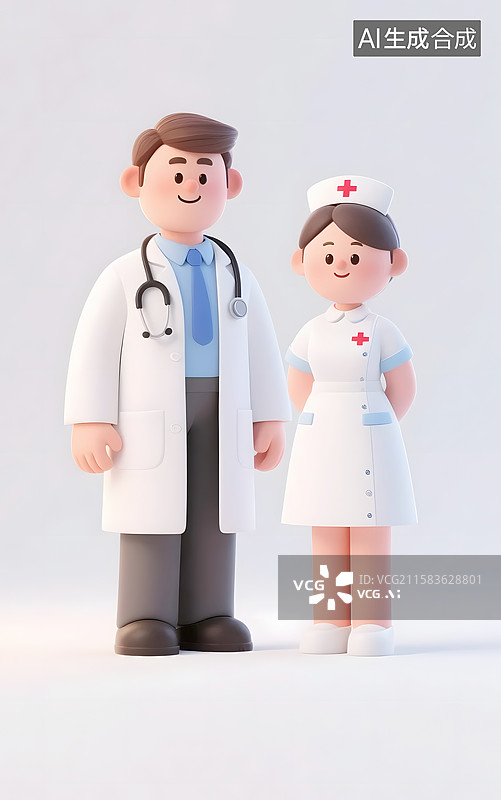 【AI数字艺术】AIGC：3D医生和护士  中国医师节 医护人员图片素材