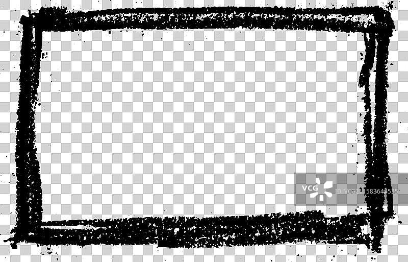 粗糙的黑色粉笔质感刷子作为方形框架图片素材