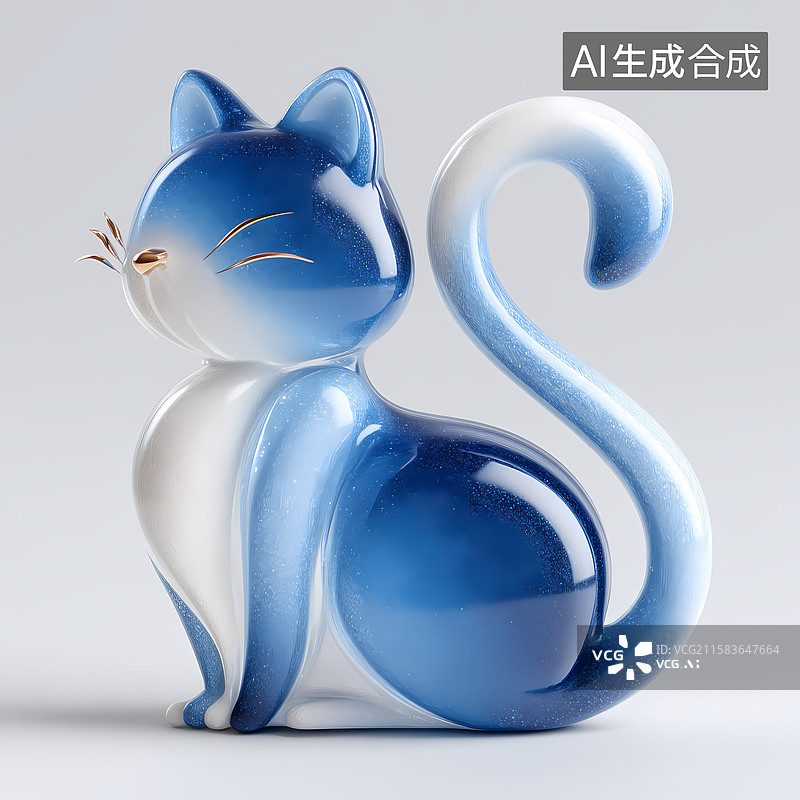 【AI数字艺术】卡通风格蓝色质感动物图标插图背景图片素材