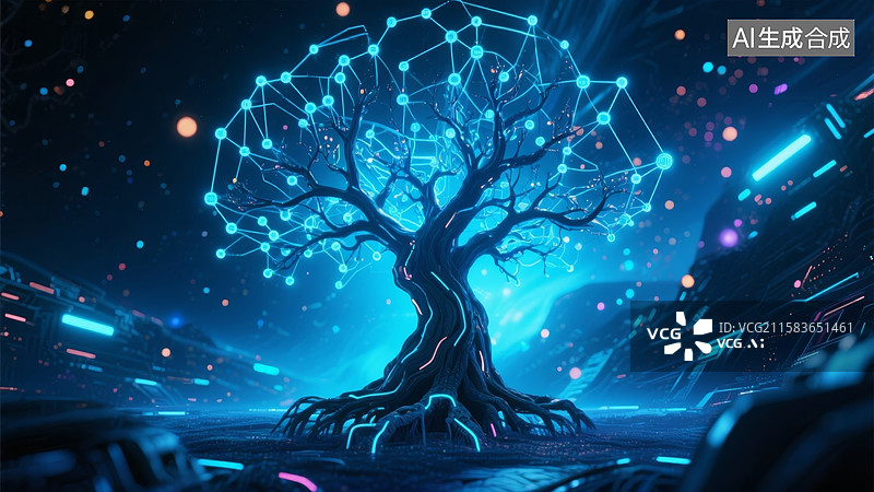 【AI数字艺术】神秘宇宙之树图片素材