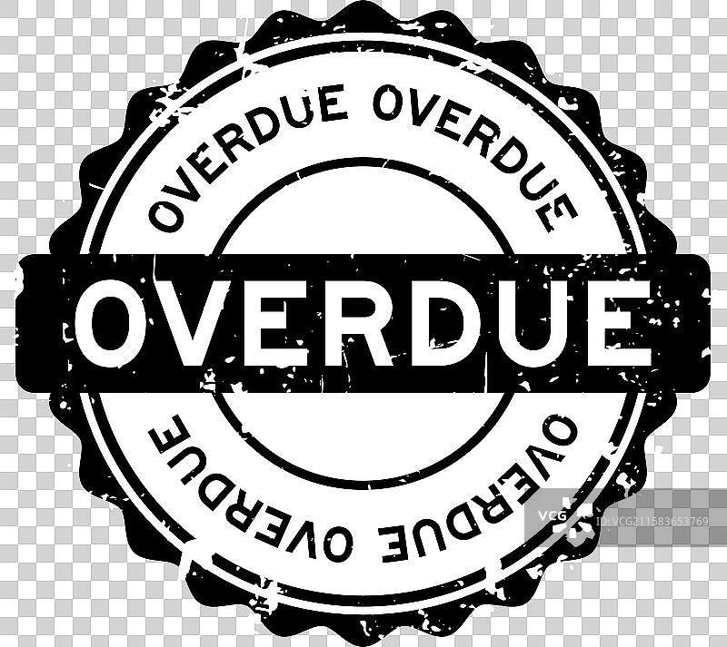 磨损的黑色逾期字样圆形橡胶印章图片素材