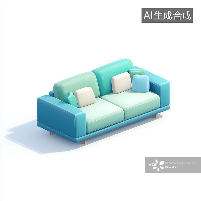 【AI数字艺术】清新双人沙发图片素材
