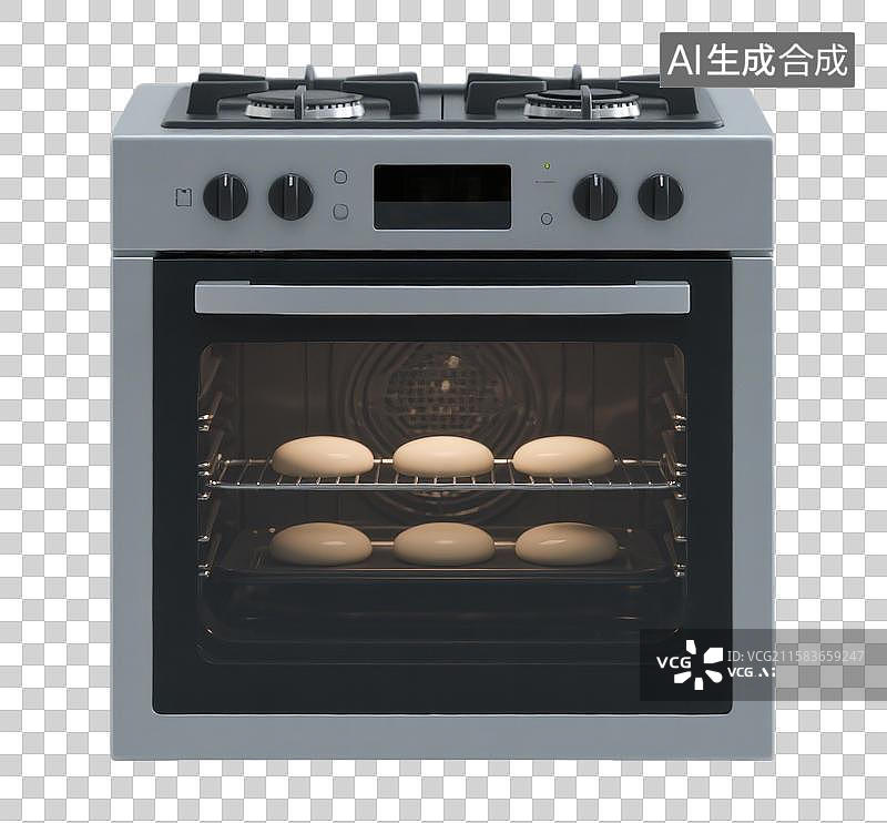 【AI数字艺术】3D三维现代家庭厨房烹饪柜台内置电烤箱灶台一体元素图片素材