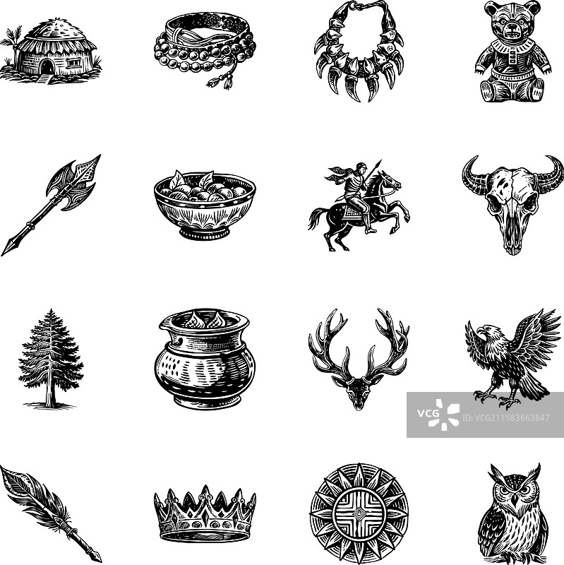 美洲原住民复古收藏品图片素材