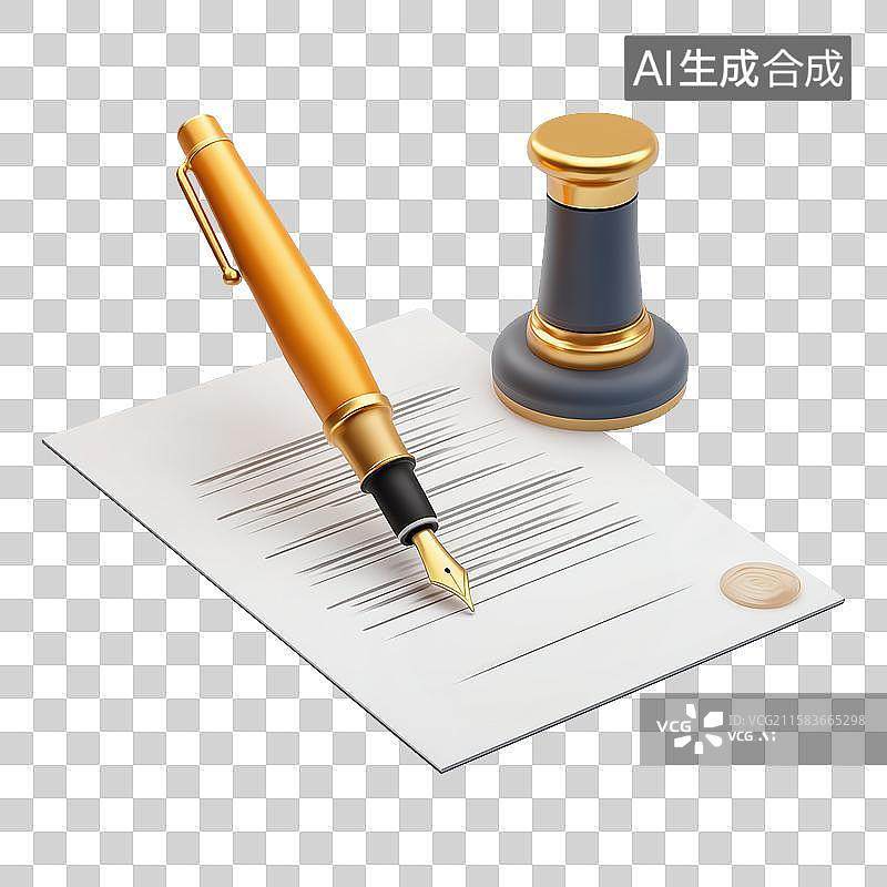 【AI数字艺术】3D风格商务主题之合同元素图片素材