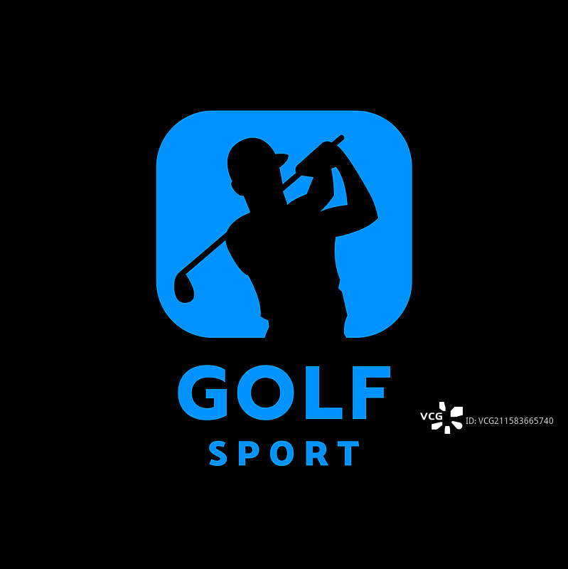 高尔夫球运动员的剪影标志徽章图片素材