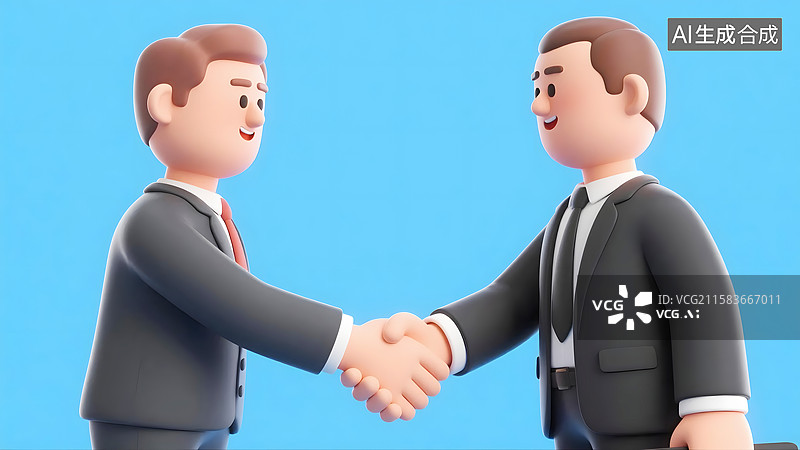 【AI数字艺术】AIGC：3D商务人士握手图片素材