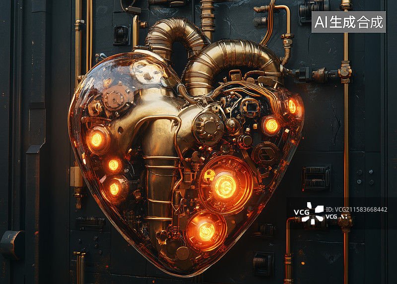 【AI数字艺术】机械之心的光芒图片素材