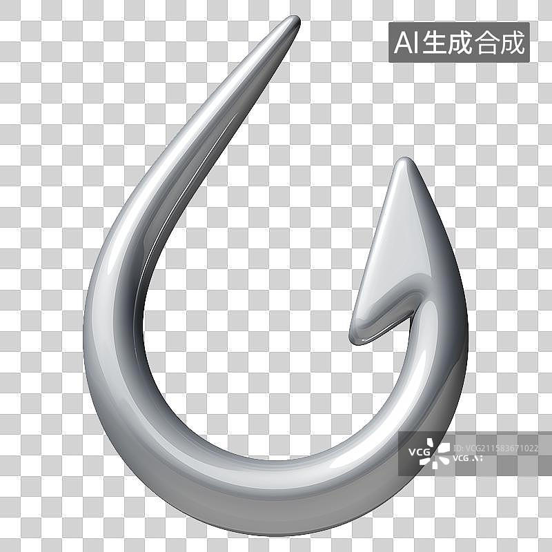 【AI数字艺术】3D风格鱼钩元素图片素材