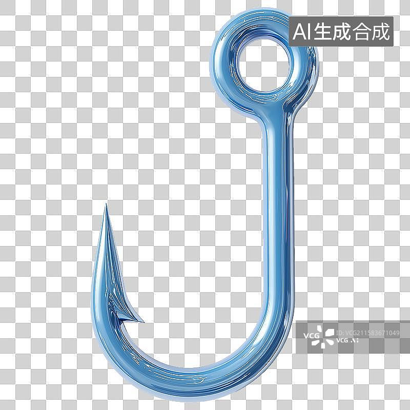 【AI数字艺术】3D风格鱼钩元素图片素材
