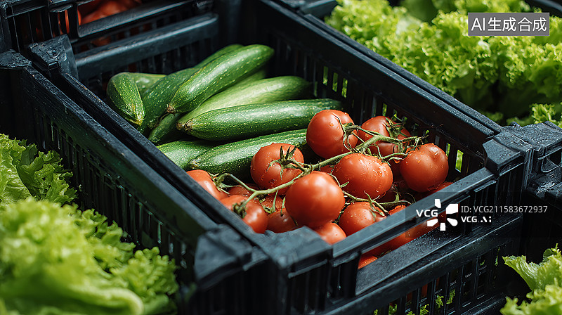 【AI数字艺术】超市里的新鲜蔬菜图片素材