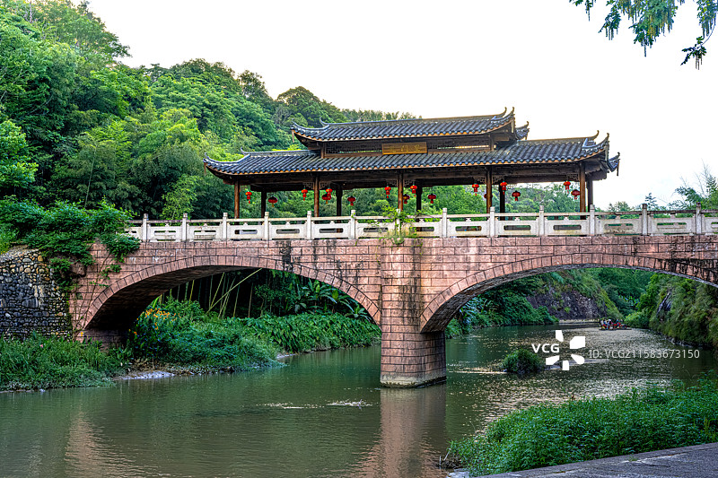 泰宁溪风雨桥 龙门里 上清溪漂流竹筏码头（下客处）） 福建三明泰宁县旅游景点图片素材