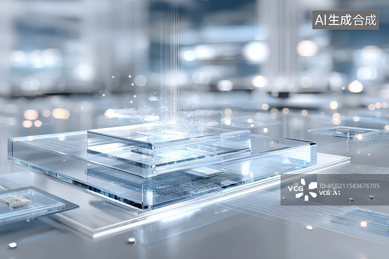 【AI数字艺术】精密设备加工芯片的工业场景图片素材