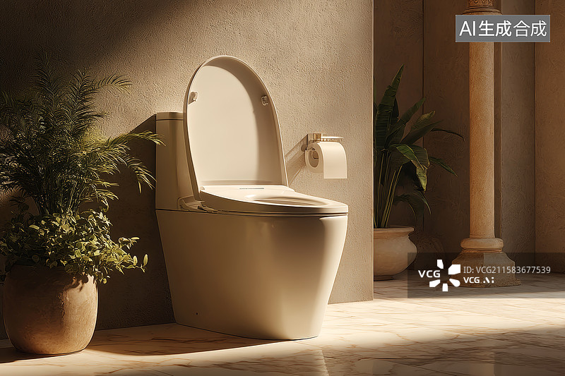 【AI数字艺术】室内的智能马桶图片素材