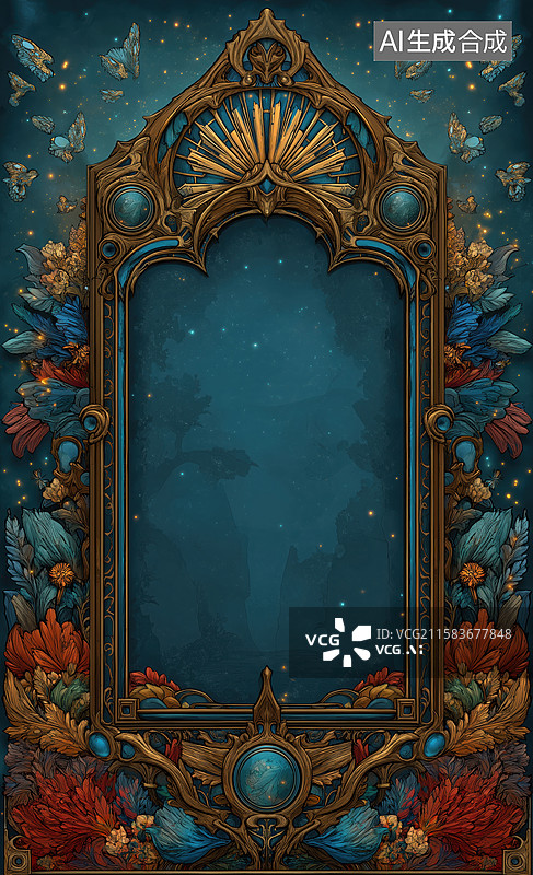 【AI数字艺术】欧式花纹边框图片素材