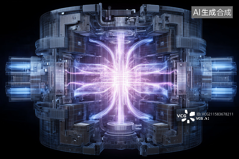 【AI数字艺术】核聚变反应堆 Chamber 等离子体能量与磁场图片素材