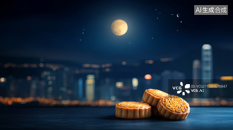 【AI数字艺术】中秋月圆人团圆图片素材