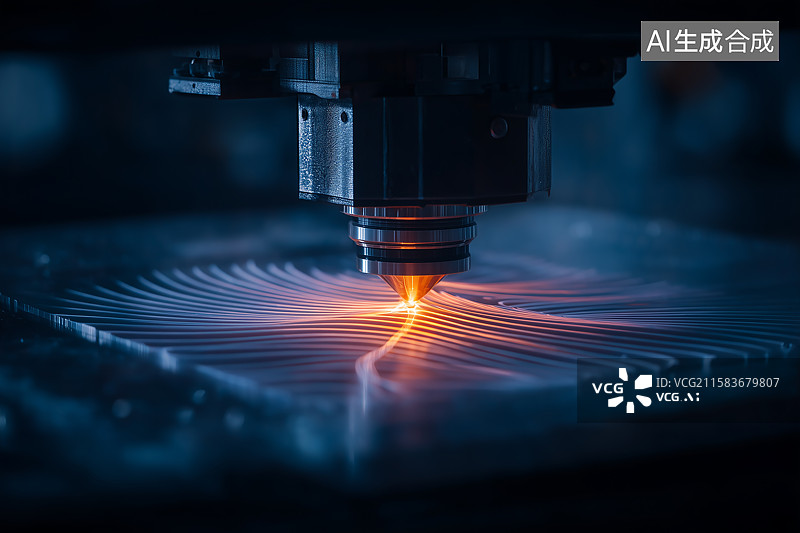 【AI数字艺术】激光切割机器加工金属的精密图案过程图片素材