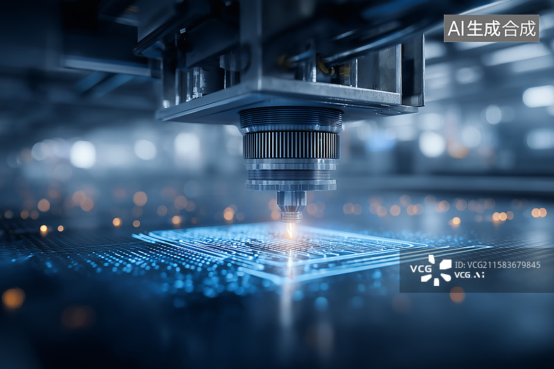 【AI数字艺术】激光切割机器加工金属的精密图案过程图片素材