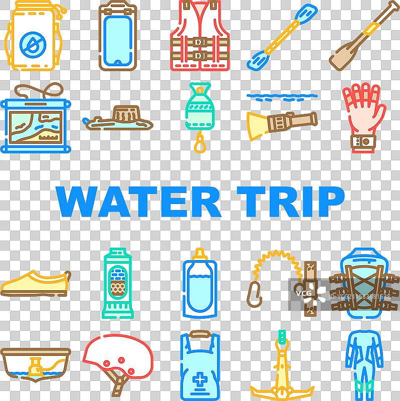 水上旅行旅游漂流图标集图片素材