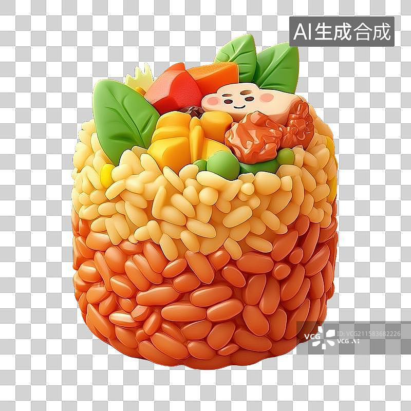 【AI数字艺术】牛肉炒饭三维美食元素图片素材