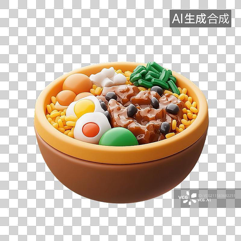 【AI数字艺术】盖饭三维美食元素图片素材