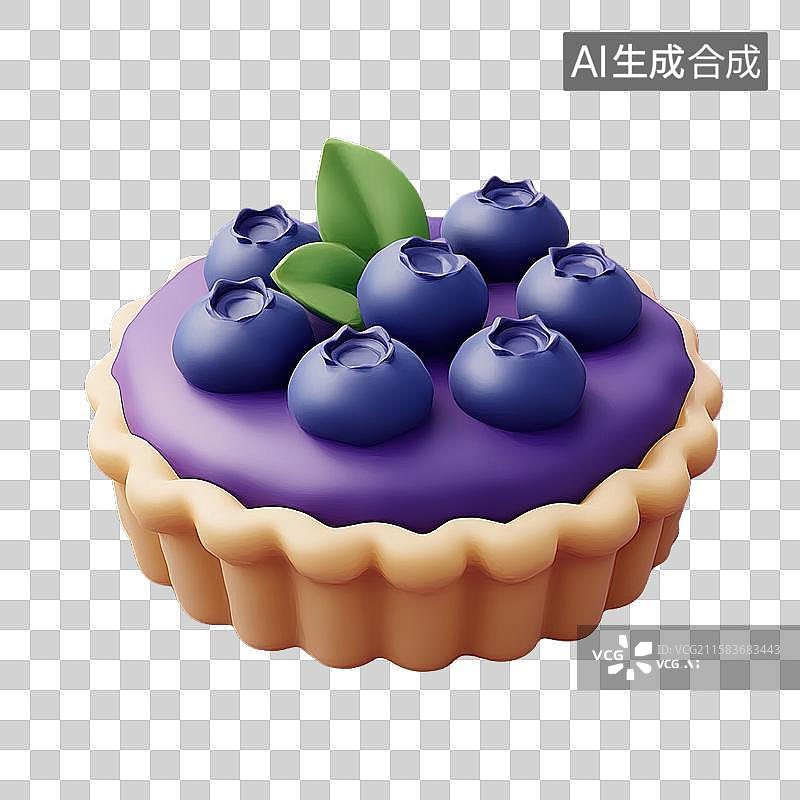 【AI数字艺术】蓝莓派三维美食元素图片素材