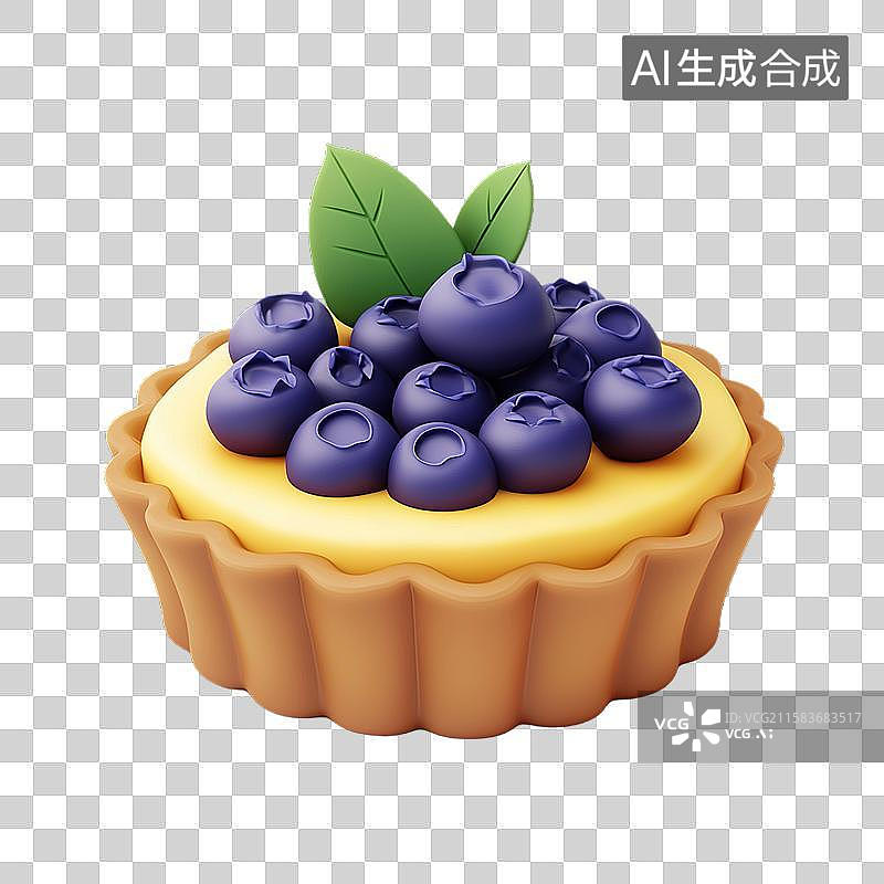 【AI数字艺术】蓝莓派三维美食元素图片素材