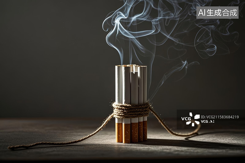 【AI数字艺术】吸烟危害警示微缩场景图片素材