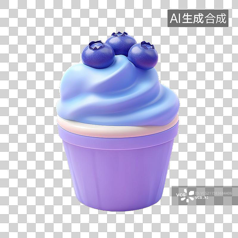【AI数字艺术】蓝莓冰淇淋三维美食元素图片素材