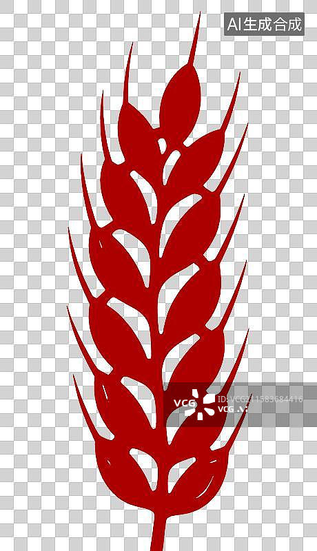 【AI数字艺术】红色麦穗剪纸图案图片素材
