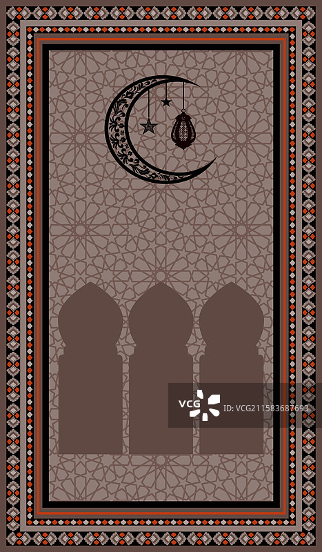 美丽的神圣冬青伊斯兰穆斯林祈祷毯图片素材