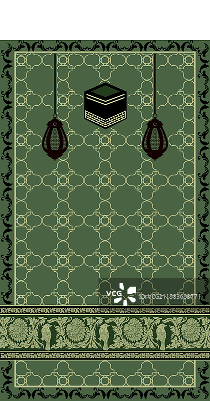 美丽的神圣冬青伊斯兰穆斯林祈祷毯图片素材