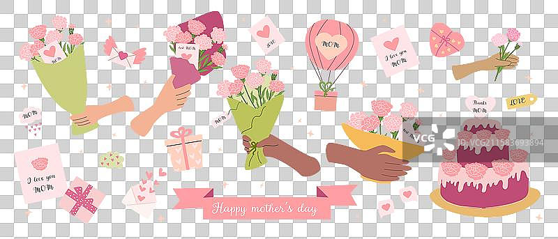 母亲节庆祝活动与康乃馨和图片素材