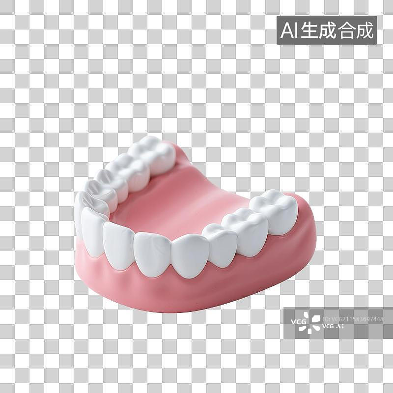 【AI数字艺术】3D渲染，假牙，牙齿，牙齿清洁免抠元素图片素材