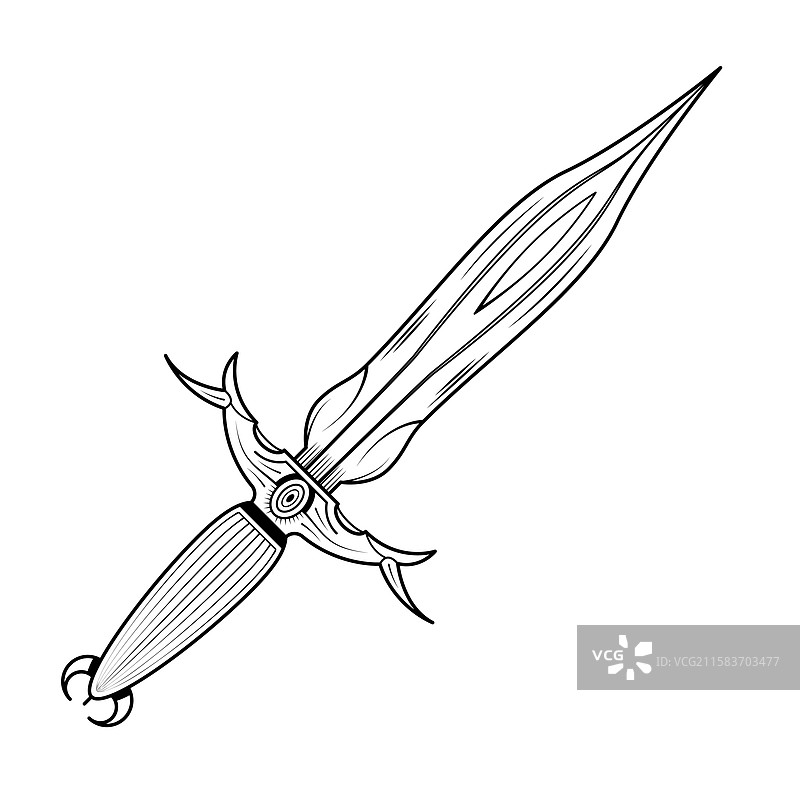 黑色匕首金属剑刃武器涂鸦图片素材