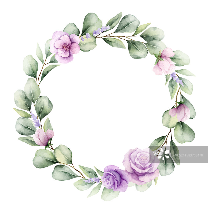 绿色水彩圆形框架图片素材